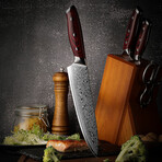 Redwood 5-Piece Japanese Damascus Kitchen Knife Set