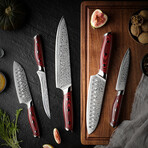 Redwood 5-Piece Japanese Damascus Kitchen Knife Set