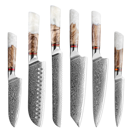 Fjord 6-Piece Japanese Damascus Kitchen Knife Set