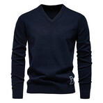 V-Neck Solid Sweater // Navy (S)