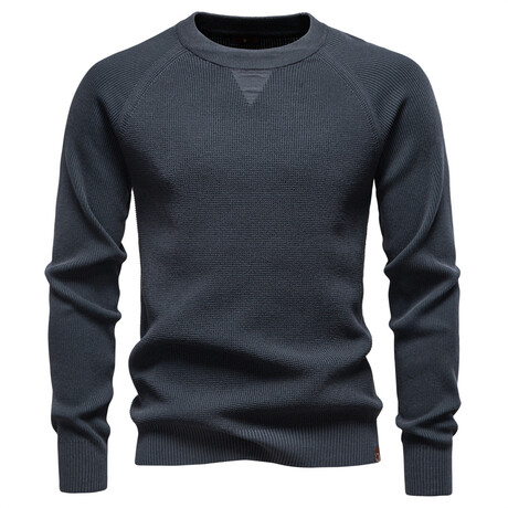 Crewneck Jacquard Knit Sweater // Dark Gray (XS)