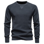 Crewneck Jacquard Knit Sweater // Dark Gray (S)