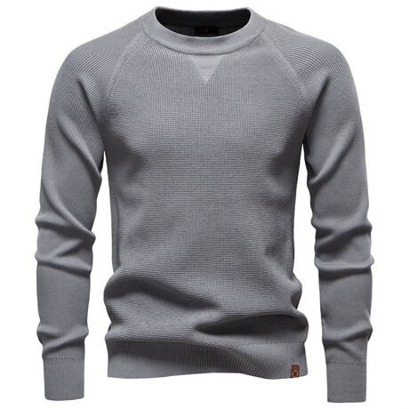 Crewneck Jacquard Knit Sweater // Gray (XS)