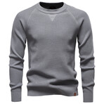 Crewneck Jacquard Knit Sweater // Gray (L)