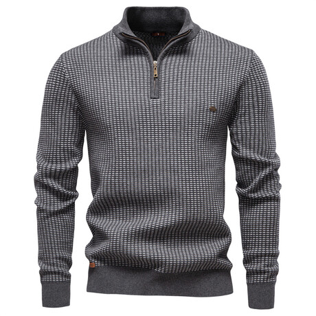 Quarter Zip Corbin Textured Sweater // Dark Gray (XS)