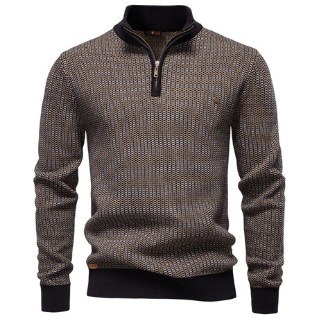Quarter Zip Corbin Textured Sweater // Black (XS)