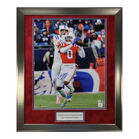 Christian Gonzalez // NE Patriots // Signed Photo + Framed