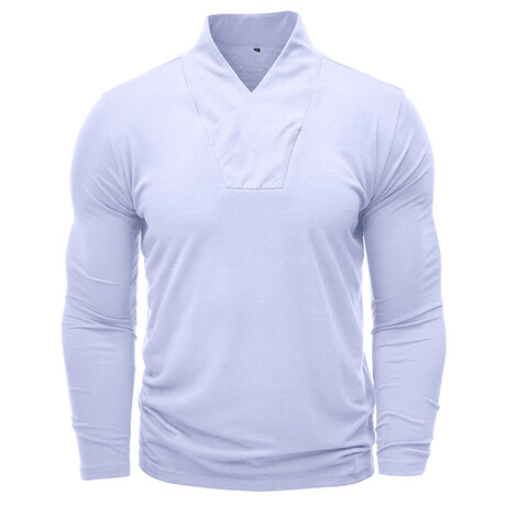 V-Neck Long-Sleeve Henley Shirt // White (XS)