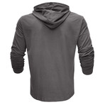 Hooded V-Neck Long-Sleeve Shirt // Dark gray (XS)