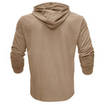 Hooded V-Neck Long-Sleeve Shirt // Khaki (XS)