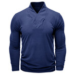 V-Neck Long-Sleeve Henley Shirt // Blue (XS)