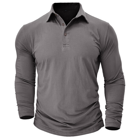 Long-Sleeve Polo Shirt // Dark gray (XS)
