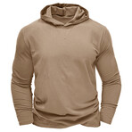 Hooded V-Neck Long-Sleeve Shirt // Khaki (XS)
