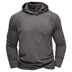 Hooded V-Neck Long-Sleeve Shirt // Dark gray (XS)