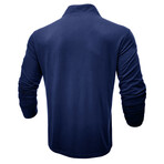 V-Neck Long-Sleeve Henley Shirt // Blue (XS)