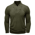 V-Neck Long-Sleeve Henley Shirt // Green (S)