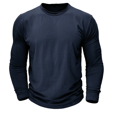 Crewneck Long-Sleeve Shirt // Dark blue (XS)