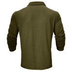 Long-Sleeve Polo Shirt // Army green (S)