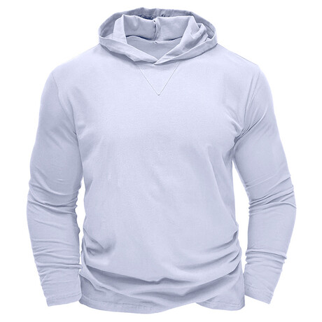 Hooded V-Neck Long-Sleeve Shirt // White (XS)
