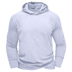 Hooded V-Neck Long-Sleeve Shirt // White (S)