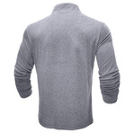 V-Neck Long-Sleeve Henley Shirt // Light Gray (S)