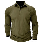 Long-Sleeve Polo Shirt // Army green (S)