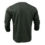 Long-Sleeve w/ Chest Pocket & Contrast Details Henley // Dark Gray (XS)