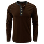 Long-Sleeve w/ Contrast Details Henley // Coffee (S)