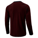 Long-Sleeve w/ Contrast Details Henley // Claret (S)