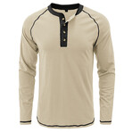 Long-Sleeve w/ Contrast Details Henley // Apricot (XS)