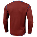 Long-Sleeve Waffled w/ Contrast Details Henley // Claret (S)