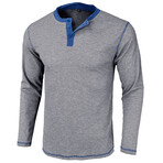 Long-Sleeve Waffled w/ Contrast Details Henley // Light Gray (S)