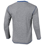 Long-Sleeve Waffled w/ Contrast Details Henley // Light Gray (S)