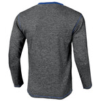 Long-Sleeve Waffled w/ Contrast Details Henley // Dark Gray (XS)