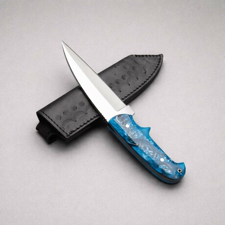 The Root Steel // Wharncliffe // Blue Acrylic Epoxy Resin