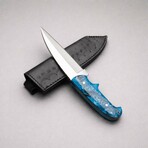 The Root Steel // Wharncliffe // Blue Acrylic Epoxy Resin