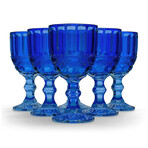 Set of 6 Blue Embossed Wine Glasses (8.4 oz / 250 mL)