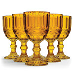 Set of 6 Amber Embossed Wine Glasses (8.4 oz / 250 mL)