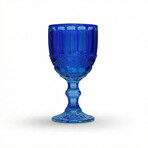 Set of 6 Blue Embossed Wine Glasses (8.4 oz / 250 mL)