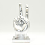 Adam & Friends Peace Sign Sculpture // Silver