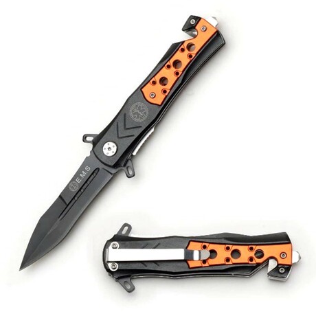 Spring Assisted Knife // SE-949 // Black/Orange