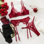 Siren’s Kiss 4 Piece Lace Lingerie Set // Red (M)