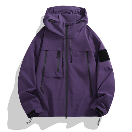 Oversized Utility Hooded Jacket // Purple (XS)