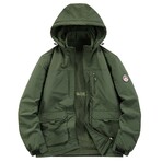 High Neck Hooded Oversized Jacket // Army Green (XS)