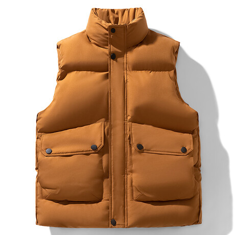High Neck Puffer Vest // Caramel (XS)