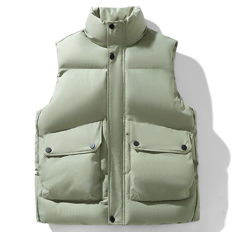 High Neck Puffer Vest // Light Green (XS)
