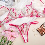 Wild Bloom Embroidered 2 Piece Lingerie Set // Pink (M)