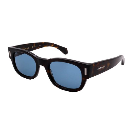 Men's // Ferragamo SF2064SE 242 Square Sunglasses // Black Havana + Blue