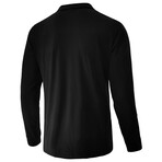 1/4 Zip Blocked Long-Sleeve Polo  // Black + Gray (L)