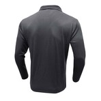 Slim Fit Striped Long-Sleeve Polo // Grey (M)
